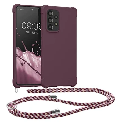 Abbildung von kwmobile Necklace Case kompatibel mit Samsung Galaxy A53 5G Hülle Cover Kordel zum Umhängen Silikon Schutzhülle Bordeaux Violett