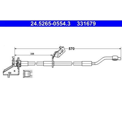 Abbildung von ATE 24.5265 0554.3 Bremsschläuche 570 M10x1 HYUNDAI: ix35, KIA: Sportage III