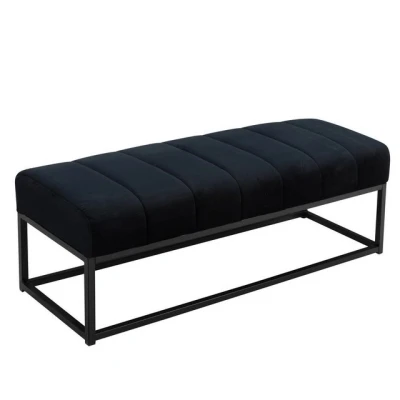 Abbildung von FINEBUY Bettbank FB60343 (Samt Schwarz 108x40x40 cm, Flur Polsterbank), Design Stoffbank Schlafzimmer, Garderobenbank