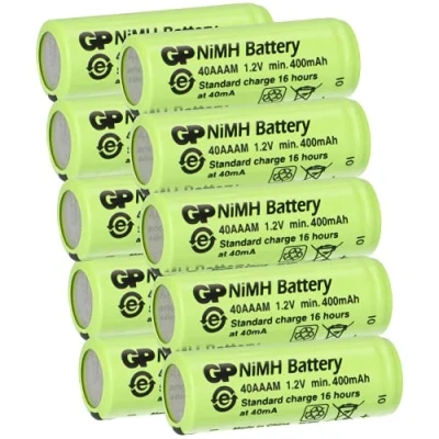 Abbildung von 10er Sparset GP Akku 2/3 AAA 1,2V / 400mAh GP40AAAM Micro NiMH Höhe 29,7mm wiederaufladbar (Achtung: 2/3AAA Keine normalen Akkus)