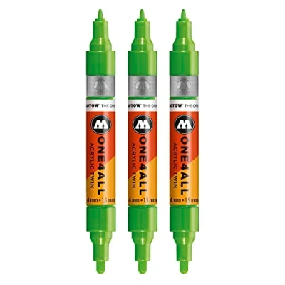 Abbildung von Molotow One4All Acrylic Twin Marker (Strichstärke 1,5 mm und 4 mm, hochdeckend permanent) 3 Stück Farbe 237 grau blau hell