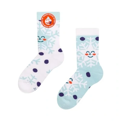 Abbildung von Dedoles Socken Unisex Damen Herren &amp; Kinder Baumwolle viele lustige Designs 1 Paar Geschenk links rechts verschieden, Farbe Blau, Motiv Glückliche Schneeflocken Wärmesocken, Gr. 39 42