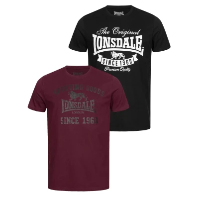 Abbildung von Lonsdale Normale Passform Tshirt print, Herren, Größe: XXL, Black oxblood