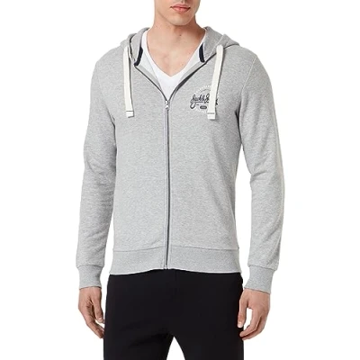Abbildung von JACK &amp; JONES Herren Jjmikk Sweat Zip Hood Kapuzenjacke, Light Grey Melange, L