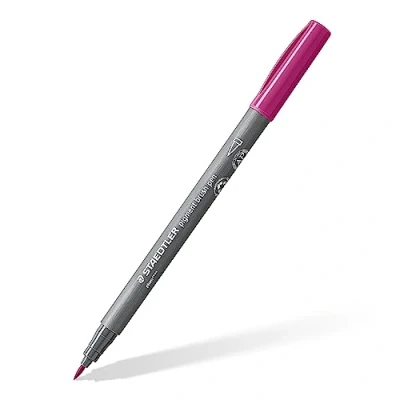 Abbildung von STAEDTLER brush pen pigment Arts, pflaume, pigmentierte Premium Zeichentusche, Pinselspitze für variable Linienbreite, wasserfest, schnelltrocknend, 10 pflaume pens im Kartonetui, 371 68