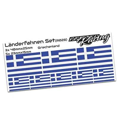 Abbildung von Finest Folia 8er Set Länderaufkleber Fahne Länderfahne Flagge Wetterfest RC Car Auto Motorrad Sticker Fahrrad Aufkleber Modellbau R028 (Greece)