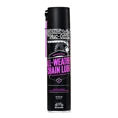 Abbildung von Muc Off All Weather Motorcycle Chain Lube Allwetter Motorrad Kettenöl, 400 ml Premium Kettenfett, Kettenspray Für Alle Wetterbedingungen