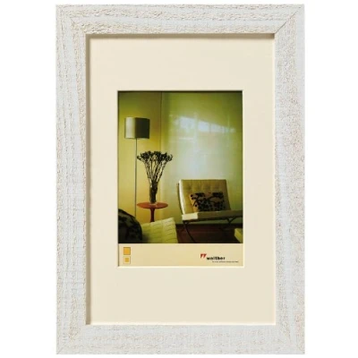 Abbildung von walther design Bilderrahmen polarweiss 50 x 70 cm mit Passepartout, Home Holzrahmen HO070V