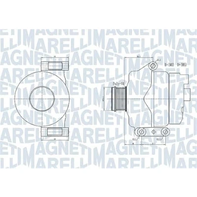 Abbildung von MAGNETI MARELLI 063731934010 Lichtmaschine 14V 90A OPEL: Corsa C Schrägheck, Astra H Caravan, Meriva A, FIAT: Grande Punto Schrägheck