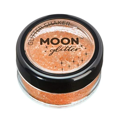 Abbildung von Streuer mit schillerndem Glitter von Moon 100% kosmetische Glitzer für Gesicht, Körper, Nägel, Haare und Lippen 5g Orange