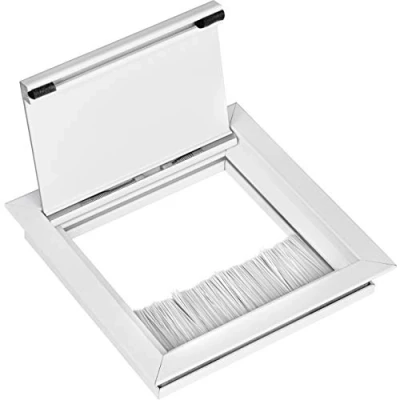 Abbildung von Gedotec Kabeldurchführung weiß eckig mit Bürstendichtung EXIT G11 ECO Kabeldurchlass Schreibtisch Aluminium Kabeldose versenkt 100 x mm 1 Stück Kabelausgang Bürotisch zum Einlassen