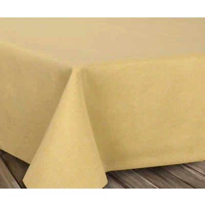 Abbildung von BEAUTEX fleckenabweisende und bügelfreie Tischdecke Tischtuch mit Lotuseffekt Tischwäsche in Leinenoptik, Rund 220 cm, Hellgelb