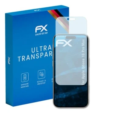 Abbildung von atFoliX Schutzfolie kompatibel mit Apple iPhone 16 Pro Max Folie, ultraklare FX Displayschutzfolie (3X)