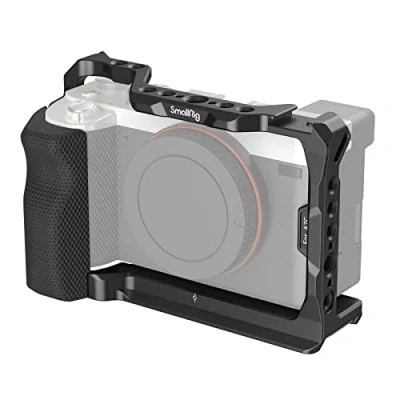 Abbildung von SMALLRIG Full Cage für Sony A7C, Käfig mit Silikon Griff und Cold Shoe Mount 3212B