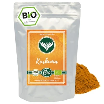 Abbildung von Azafran BIO Kurkuma Pulver, Kurkumawurzel fein gemahlen, Curcuma Gewürz aus Indien 500g