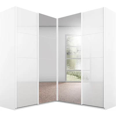 Abbildung von rauch Schwebetürenschrank &quot;Quadra&quot;, Eckschrank inkl. Türendämpfer, mit Glas /Spiegeltüren