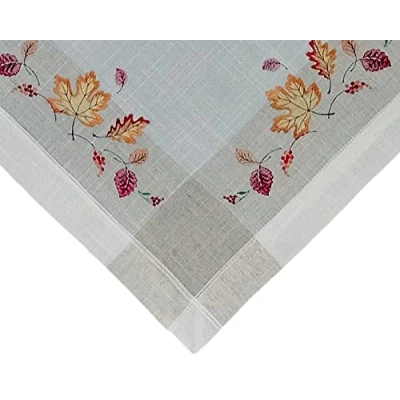 Abbildung von matches21 Tischdecke Melina Blätter Herbst Stick Heimtextilien Mitteldecke bunt Poly Leinen 1 STK 60x60 cm