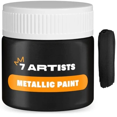 Abbildung von 7 Artists Acrylfarbe Schwarz Metallic 50ml Acrylfarben Acryl Schwarze Glitzer Farben Farbe für Leinwand Black