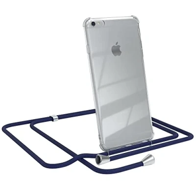 Abbildung von EAZY CASE Handykette kompatibel mit iPhone 6 / 6S Plus Handyhülle Umhängeband, Handykordel Schutzhülle, Silikonhülle, Hülle Band, Stylische Kette für Smartphone, Navy Blau
