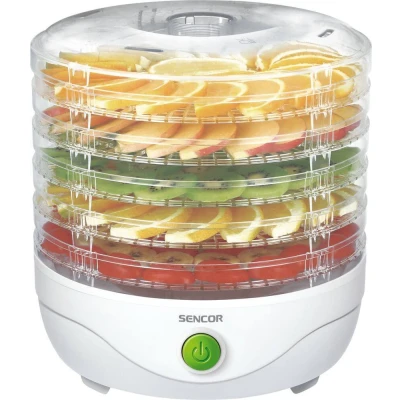 Abbildung von Sencor 41006105 SFD 750WH Dörrgerät für Klötzen, Pflaumen, Aprikosen, Bananen,Trockenfleisch, getrockneten Fischen, 250 W, Food dehydrator, Edelstahl Kunststoff, Weiss