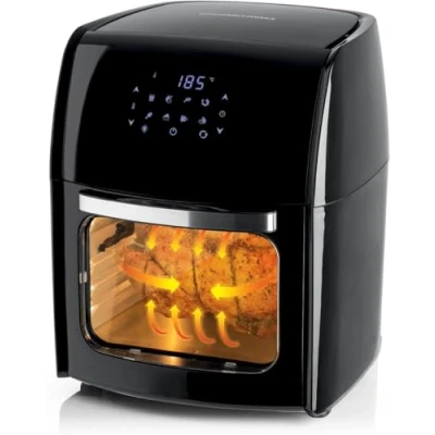 Abbildung von GOURMETmaxx Heißluftfritteuse 12 l XXL Ofen + Touchdisplay, 1800 W, fettarm frittieren knusprige Pommes, Hähnchen auftauen backen wärmen