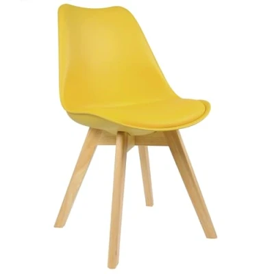 Abbildung von WOLTU Esszimmerstuhl mit Massivholz Beine, Skandinavische Küchenstühle, Wohnzimmerstuhl, Retro Design, Sitzfläche aus Kunstleder, Polsterstuhl Lehnstuhl, Gelb BH29gb 1