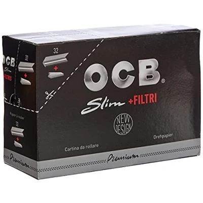 Abbildung von OCB Premium Long Slim Paper schwarz + Tips Zigarettenpapier, Papier, 15 x 5 cm
