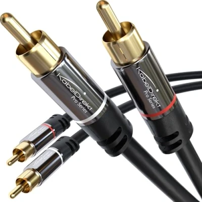 Abbildung von KabelDirekt 10x 0,5m Cinch Kabel, Stereo Audio Kabel 2 x bruchfest, brillante Tonqualität (Koaxialkabel, RCA Subwoofer/Verstärker/HiFi &amp; Heimkino/Blu ray, analog digital)