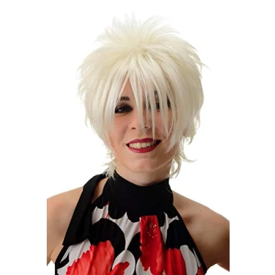 Abbildung von WIG ME UP BLUE144 1001 Damenperücke Perücke Kurzhaarperücke kurz toupiert wilde Strähnen 80er Wave Punk Blond Weißblond