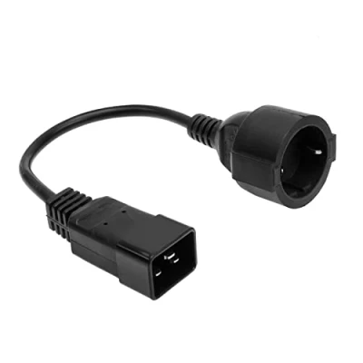 Abbildung von ACT C20 CEE 7/3 Stromkabel 0,2m, C14 Stecker auf CEE7/3 Buchse Netzkabel, für Server, Kaltgerätestecker AK5251