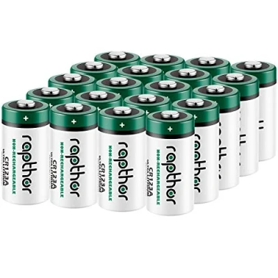 Abbildung von Rapthor 1650 mAh Packung mit 20 CR123A Batterien, 3V Lithium Batterie für Taschenlampe, Intelligente Instrumentierung, Alarmsysteme Einwegbatterie, Nicht Arlo