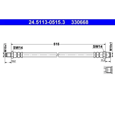 Abbildung von ATE 24.5113 0515.3 Bremsschläuche 515 M10x1 MERCEDES BENZ: Vito Bus, Kastenwagen