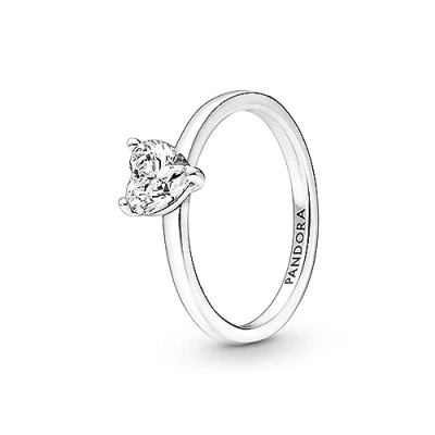 Abbildung von Pandora Sparkling Heart Solitaire Ring, Damen, Größe: 54, Sterling silver