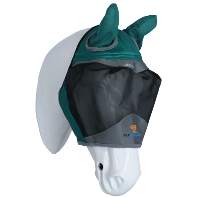 Abbildung von Shires Fliegenmaske Deluxe mit Ohren Grün Pony