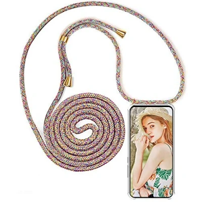 Abbildung von YuhooTech Handykette Hülle Kompatibel mit iPhone 14 Handyhülle, Smartphone Necklace Band Handyhülle Kordel Umhängenband Schnur Case zum umhängen in Rainbow