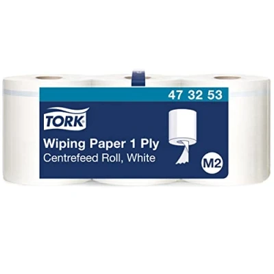 Abbildung von Tork Mehrzweck Papierwischtücher mit Innenabrollung Weiß M2, Zum Abwischen von Händen und Oberflächen, 3 x 771 Blatt, 473253