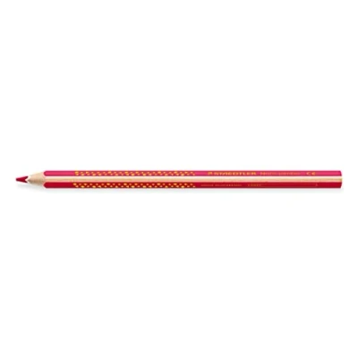 Abbildung von STAEDTLER Buntstift Noris jumbo, erhöhte Bruchfestigkeit, Dreikantform, ABS System, attraktive Sternchenprägung, kindgerecht nach EN71, Made in Germany, 12 bordeauxrote Buntstifte, 1284 23