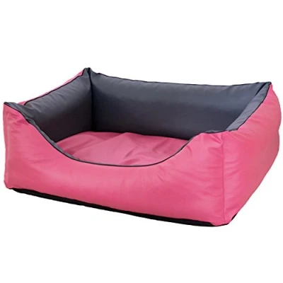 Abbildung von CopcoPet Rocco Orthopädisches Visco Hundebett Hundesofa Wendebett Kunstleder L/XL 100x80cm Rosa Grau