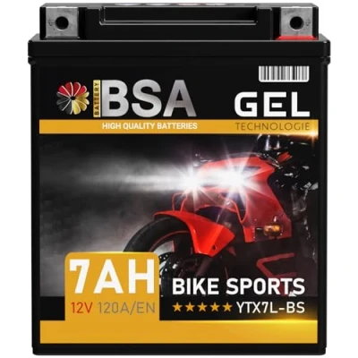Abbildung von BSA YTX7L BS GEL Roller Batterie 12V 7Ah 120A/EN Motorradbatterie doppelte Lebensdauer entspricht 50614 CTX7L vorgeladen auslaufsicher wartungsfrei ersetzt 6Ah