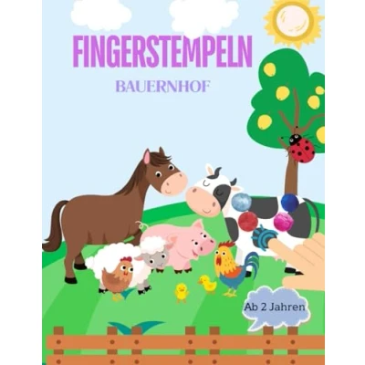 Abbildung von Fingerstempelbuch für Kinder ab 2 Jahren: Tiere Bauernhof Bastelbuch Fingerfarben stempeln Stempelbuch