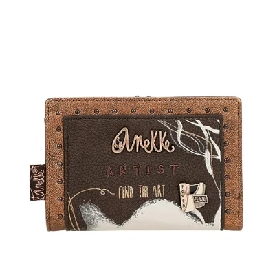 Abbildung von Anekke Flexible Geldbörse für Damen RFID Schutz aus Kunstleder mit Reißverschluss und Zunge Braun Shoen Accessoires Maße 14x10x2 cm, bunt