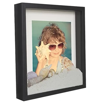Abbildung von BD ART 28x28 Box 3D Objektrahmen Bilderrahmen mit Passepartout 20x20 cm, Quadratische Schwarz zum befüllen, tiefer für objekte 3 Wandbehang oder Desktop