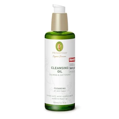 Abbildung von PRIMAVERA Cleansing Oil Calming &amp; Softening 100 ml Naturkosmetik Reinigungsöl, Gesichtsreinigung für jede Haut reinigt sanft, wirkt rückfettend und entfernt Make up vegan