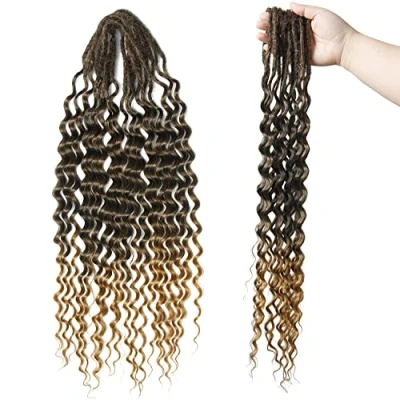 Abbildung von Dsoar Dünne 0.6cm Dreadlock Extensions Gelockt Endet 24 Zoll Doppelt Synthetisch Gewellt Dreadlocks DE Weich Vorgeschlungene Dreads 15 Stränge