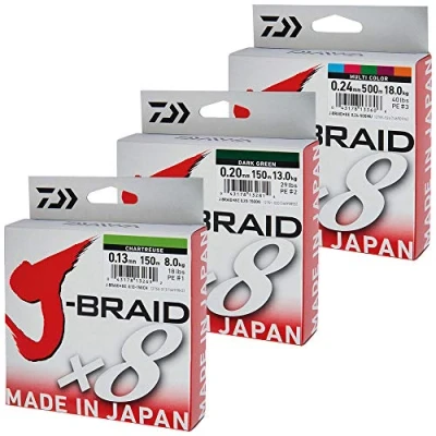 Abbildung von Daiwa J Braid X8 0.10mm 150m chartr. Geflochtene Schnur