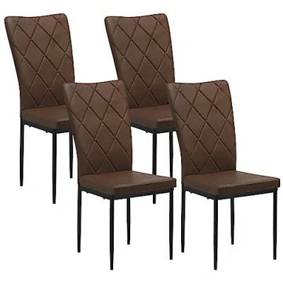 Abbildung von WOLTU Esszimmerstühle 4er Set, Küchenstuhl Kunstleder, mit hoher Rückenlehne, Polsterstuhl Metallbeinen, für Esszimmer Esstisch Küche Wohnzimmer Büro, Vintage, Dunkelbraun, BH380dbr 4