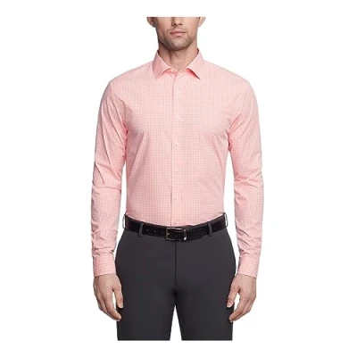 Abbildung von Kenneth Cole Herren, schmale Passform, kariert, breiter Kragen Klassisches Hemd, Koralle, 38 cm 39 Hals 81 84 Ärmel