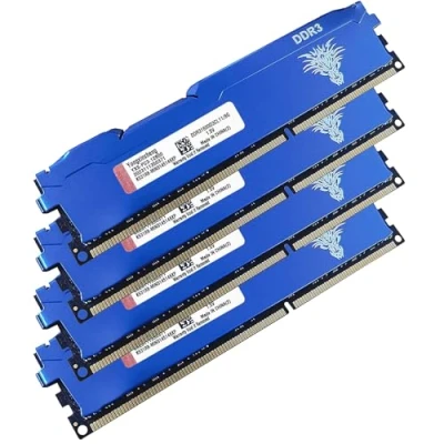 Abbildung von DDR3 32GB Kit (8GBx4) Desktop RAM 1600MHz PC3 12800 UDIMM Non ECC Unbuffered 1.5V 2Rx8 Dual Rank 240 Pin CL11 PC Computer Memory Upgrade Module Arbeitsspeicher (Blau)