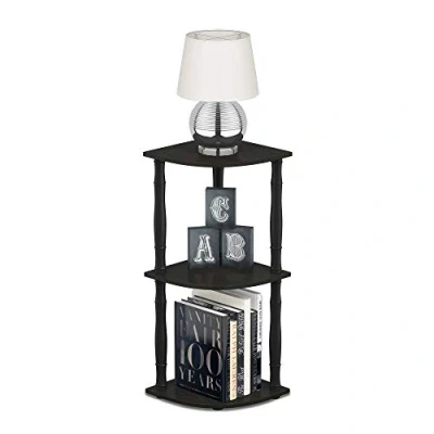 Abbildung von Furinno kompaktes Eck Mehrzweck Regal mit 3 Ebenen, holz, Espresso/Schwarz, 29.46 x 75.18 cm