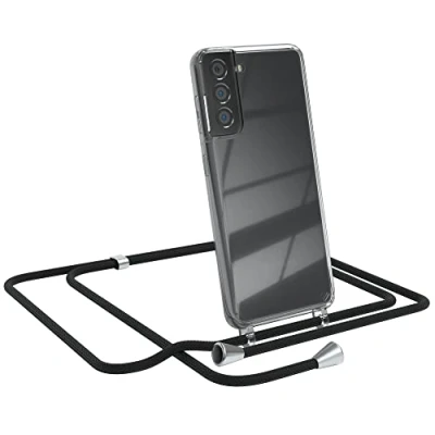 Abbildung von EAZY CASE Handykette kompatibel mit Samsung Galaxy S21 5G Handyhülle Umhängeband, Handykordel Schutzhülle, Silikonhülle, Hülle Band, Stylische Kette für Smartphone, Schwarz